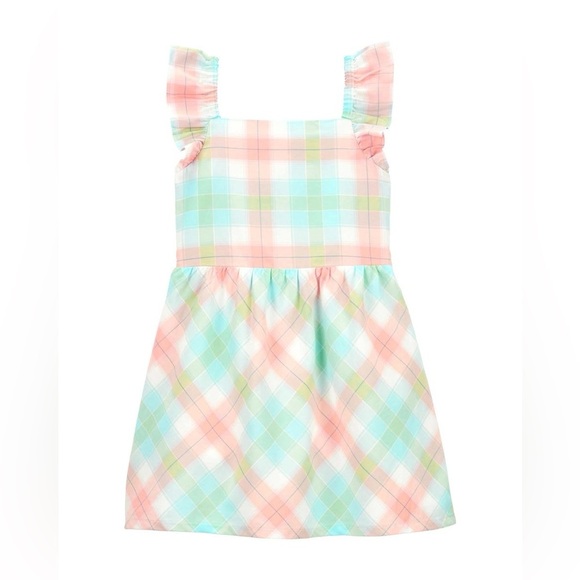 Toddler Plaid Flutter Dress Pastel Plaid Sleeveless Plaid Dress Size 24 months - Picture 1 of 7